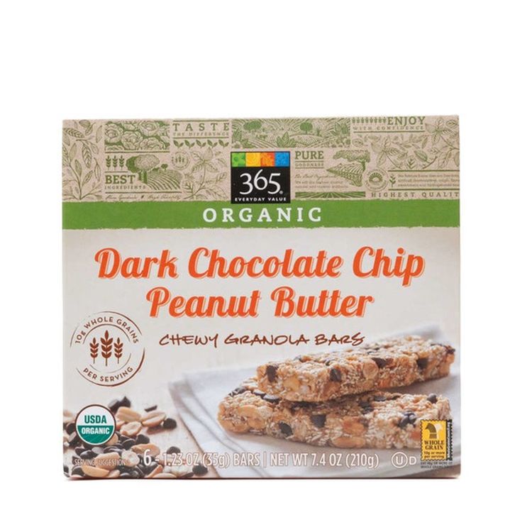 365 Organic ダークチョコレートチップピーナッツチューイグラノーラバー
