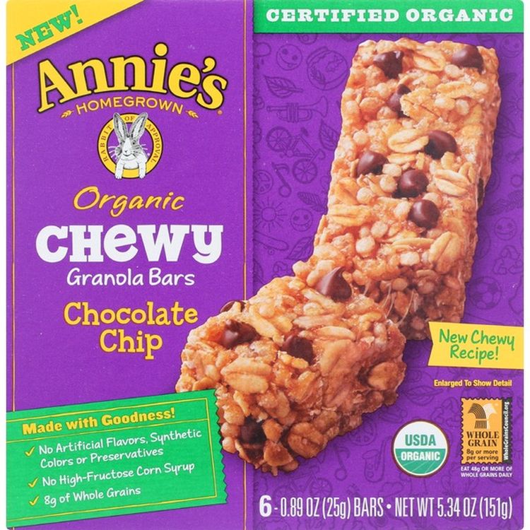 Annie's Homegrown チョコレートチップオーガニックチューイグラノーラバー