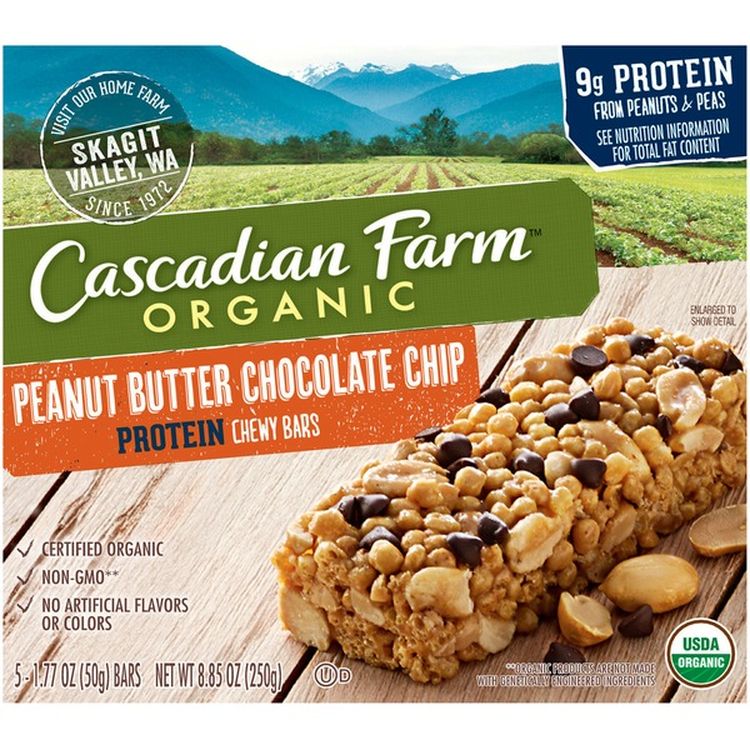 Cascadian Farm Organic プロテインチューイピーナッツバターチョコレートチップグラノーラバー