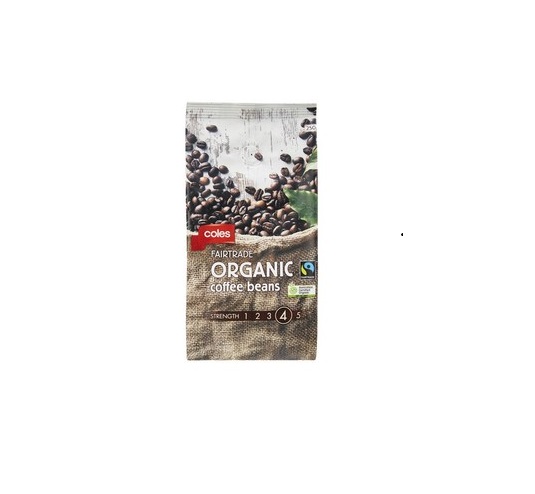 Coles Fairtrade Organic Coffee Beans 250g