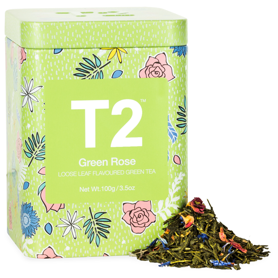 T2 グリーンローズ 茶葉デザイン缶 ナチュラカート 世界のbestが見つかる場所